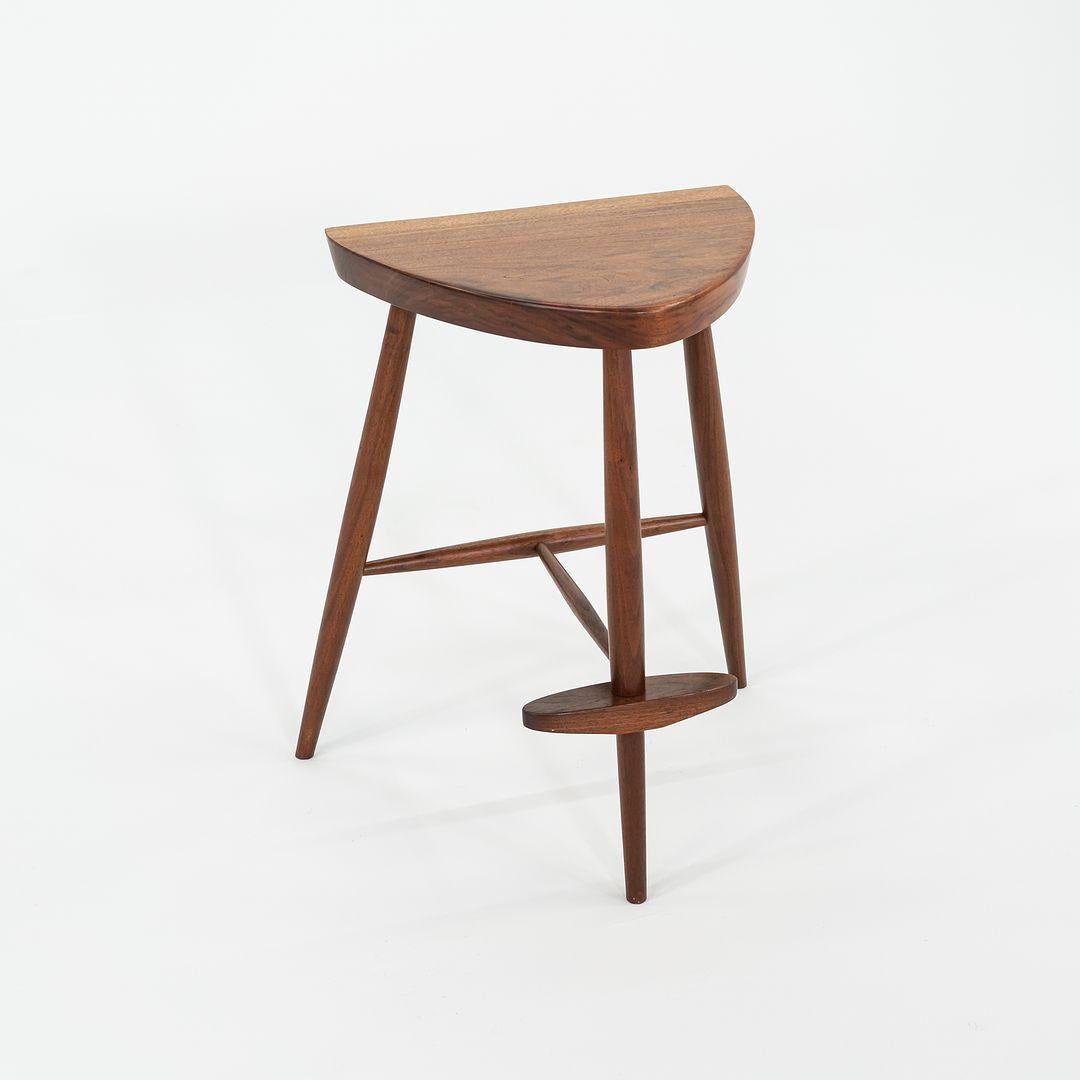 2001 Rare Set of Three Mira Nakashima Custom Counter Stools in Black Walnut 27in For Sale 1