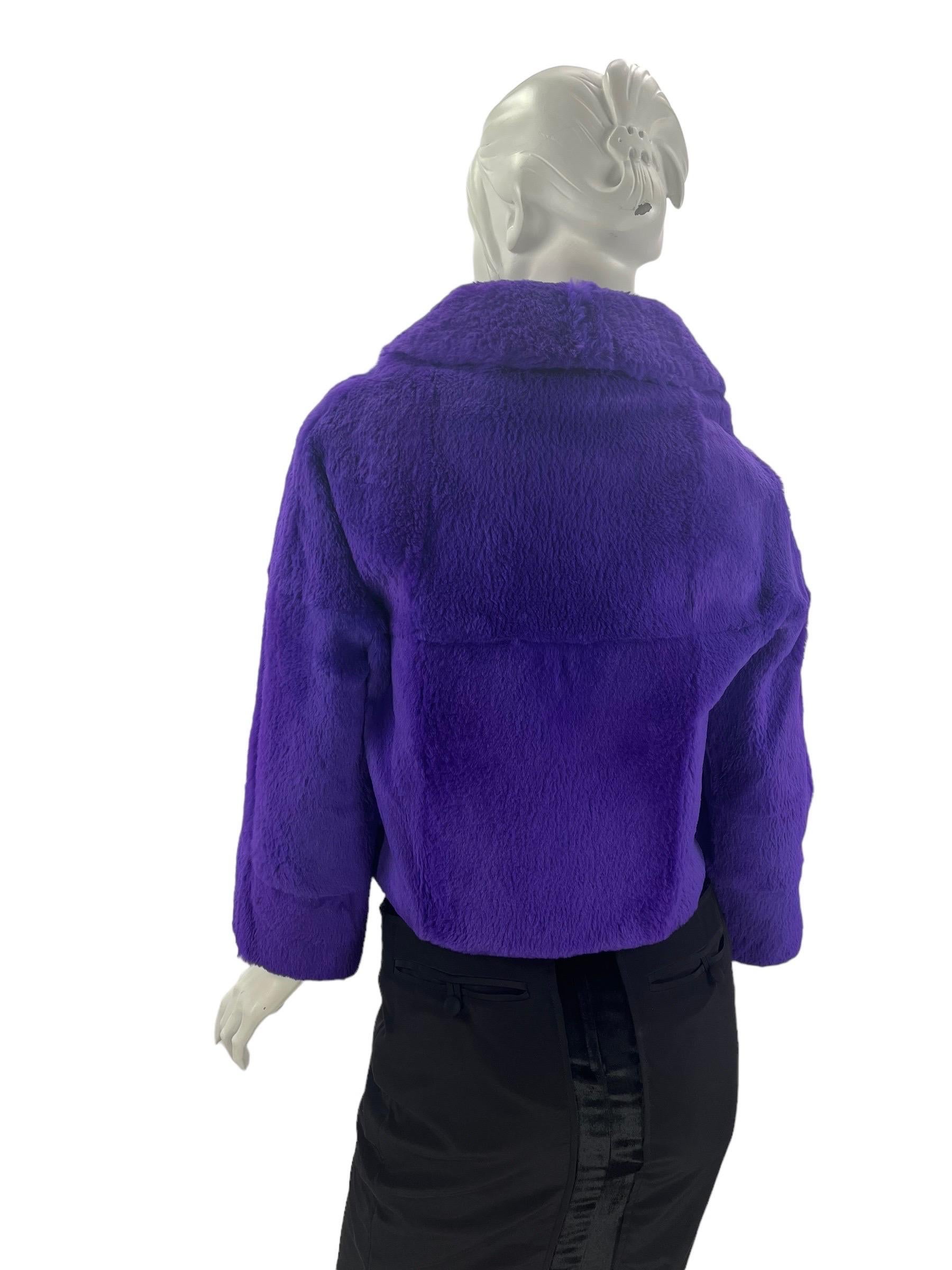 Women's 2001 Rare Vintage Versace Lapin Fur Jacket with Crystal Embellished Embroidery S For Sale