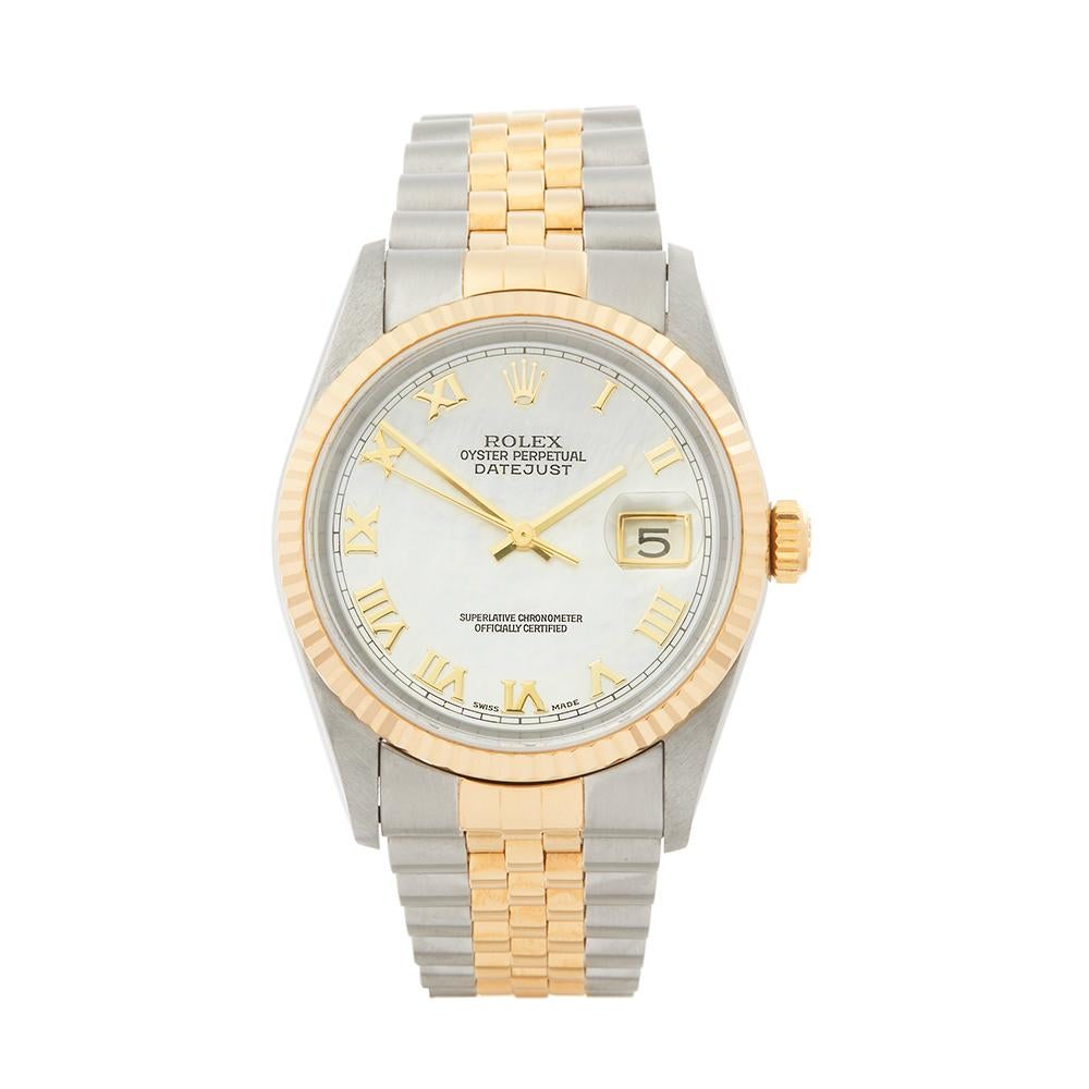 2001 Rolex Datejust Steel and Yellow Gold 16233 Wristwatch