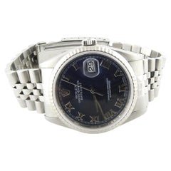 2001 Rolex Men's Datejust Blue Roman Dial Jubilee Band 16234 Watch