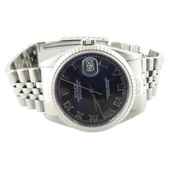 Rolex Montre Datejust avec cadran romain bleu et cadran anniversaire 16234, pour hommes, 2001