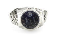 2001 Rolex Men's Datejust Blue Roman Dial Jubilee Band 16234 Watch