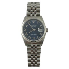 2001 Orologio Rolex Datejust Uomo Quadrante Romano Blu Fascia Giubileo 16234