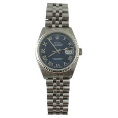 2001 Montre Rolex Homme Datejust Bleu Cadran Romain Bracelet Jubilé 16234