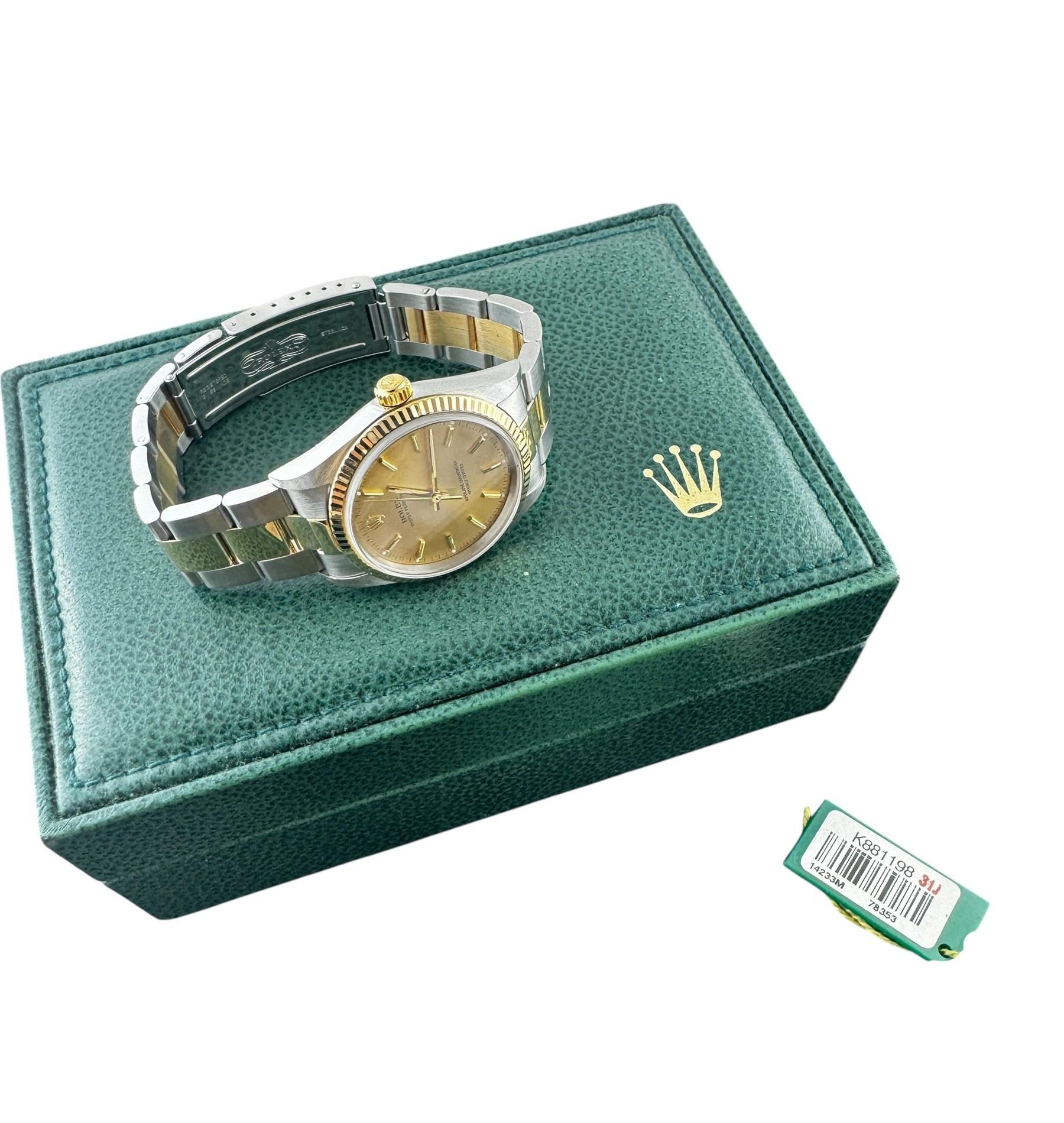 2001 Reloj Rolex Oyster Perpetual de caballero bicolor 14233M Esfera champán #22567 en venta 6