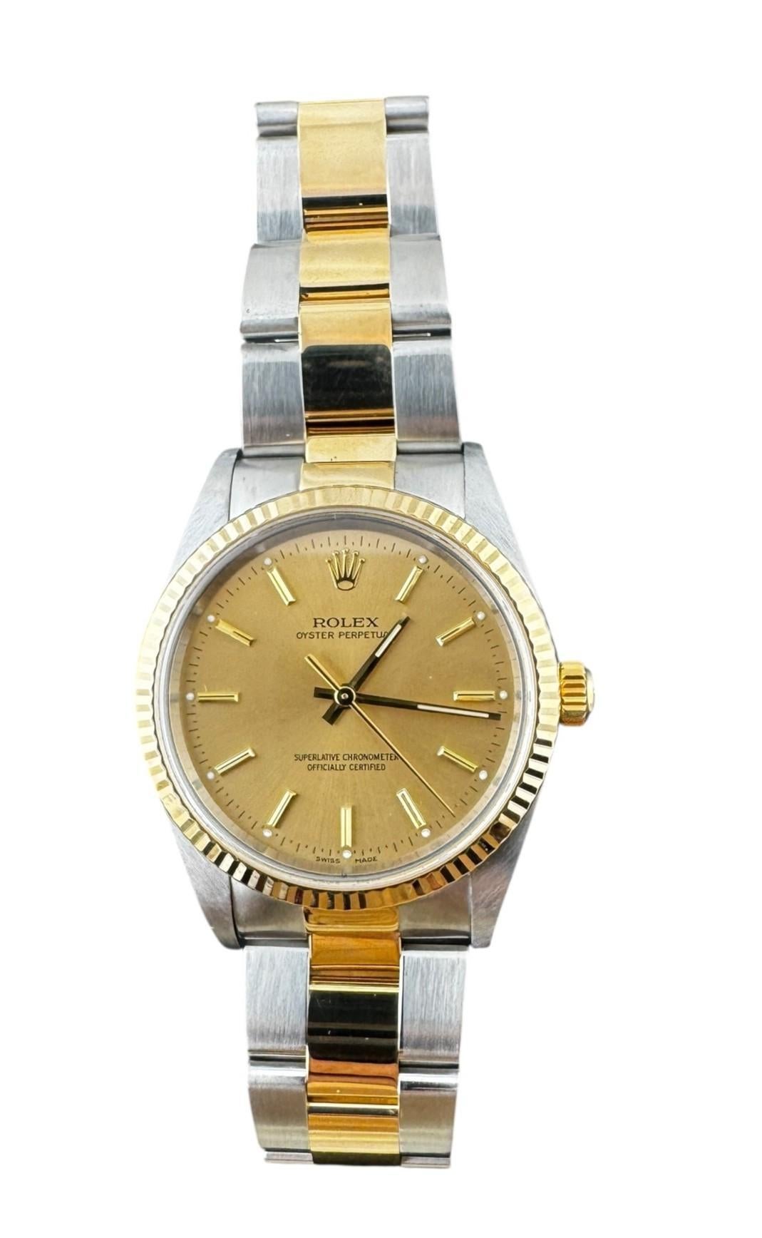 De los hombres 2001 Reloj Rolex Oyster Perpetual de caballero bicolor 14233M Esfera champán #22567 en venta
