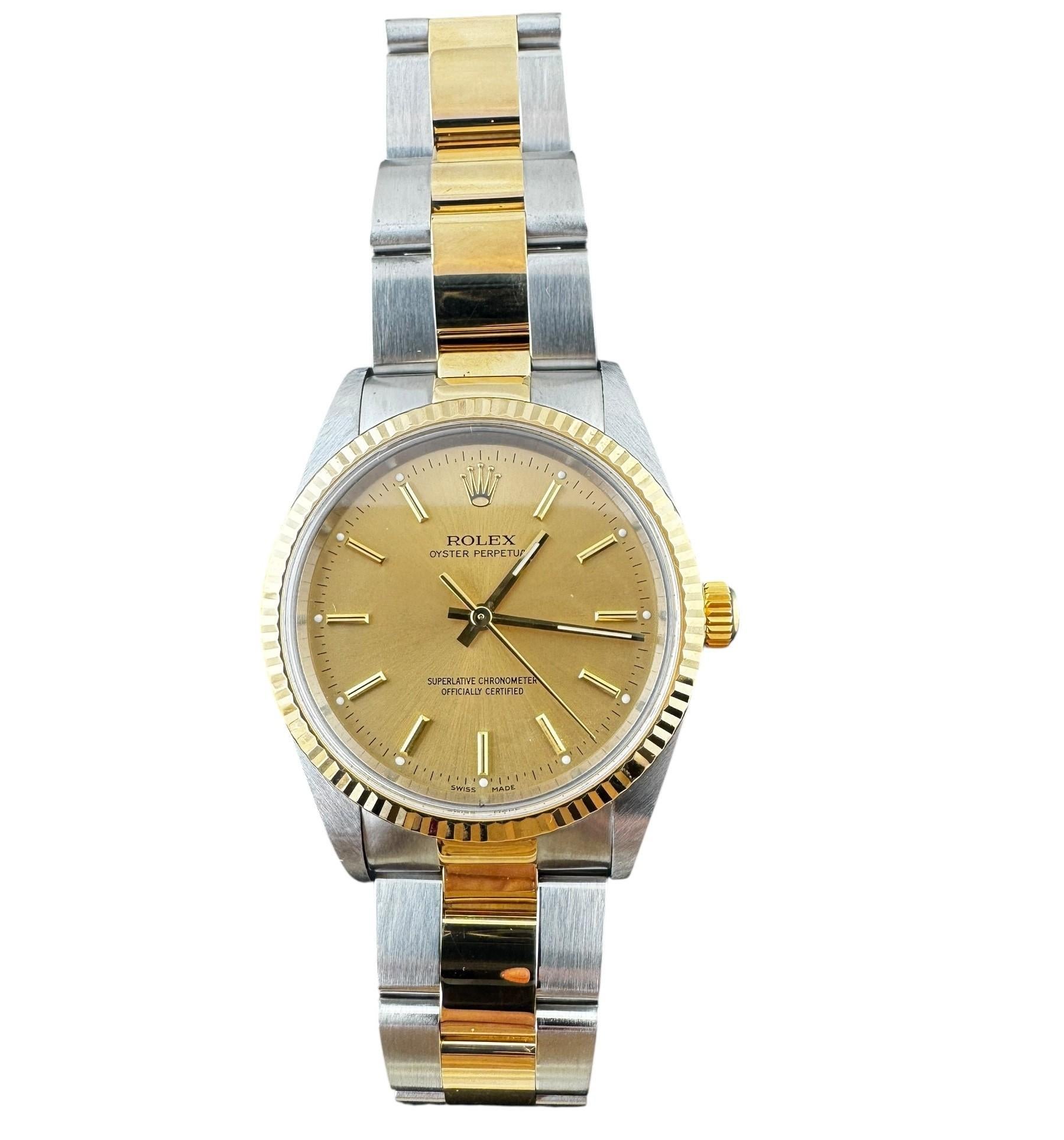 2001 Reloj Rolex Oyster Perpetual de caballero bicolor 14233M Esfera champán #22567 en venta 1