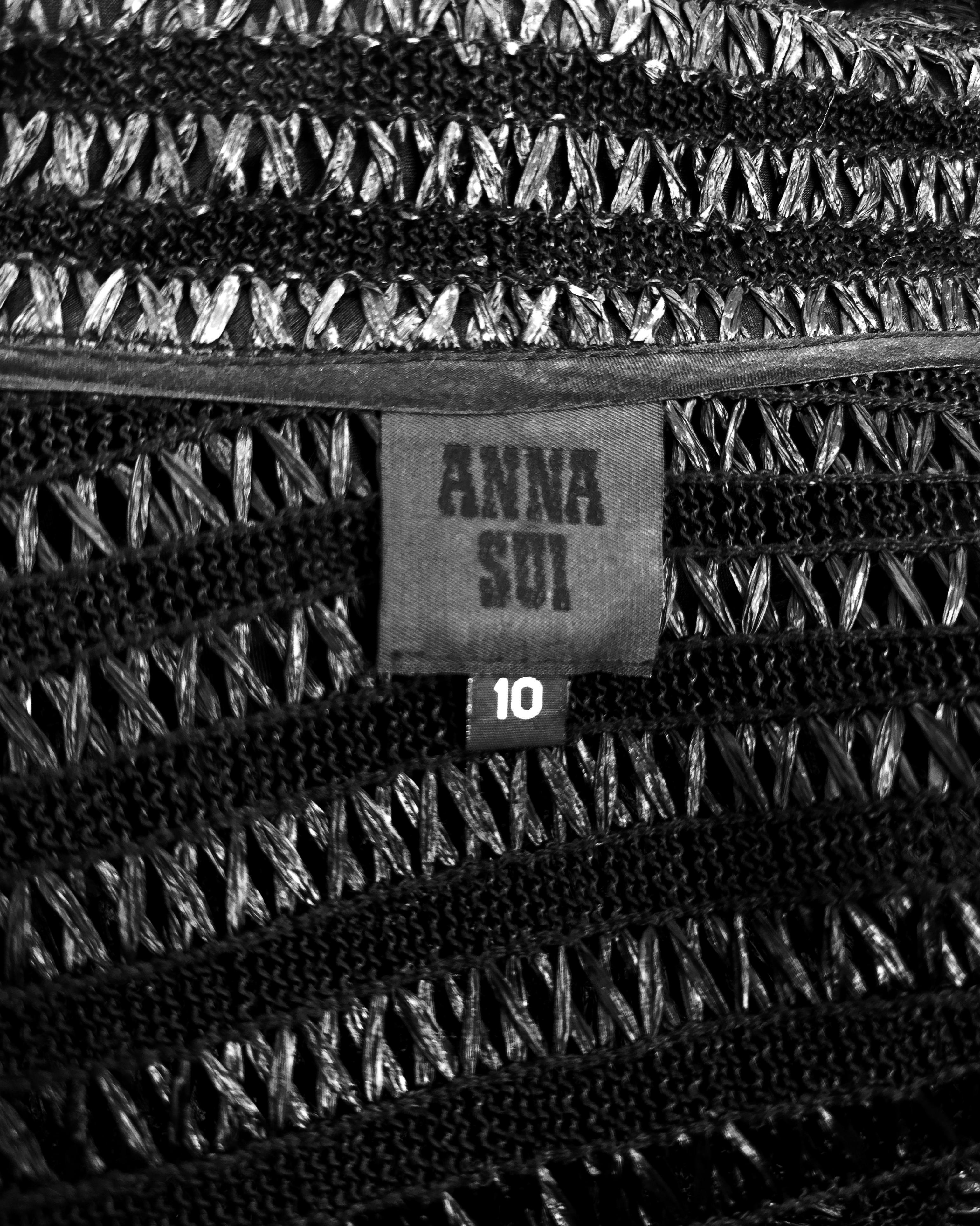 S/S 2001 Anna Sui - Doudoune en filet noir et raphia de soie Pour femmes en vente