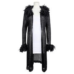 S/S 2001 Anna Sui Black Net and Silk Raffia Duster