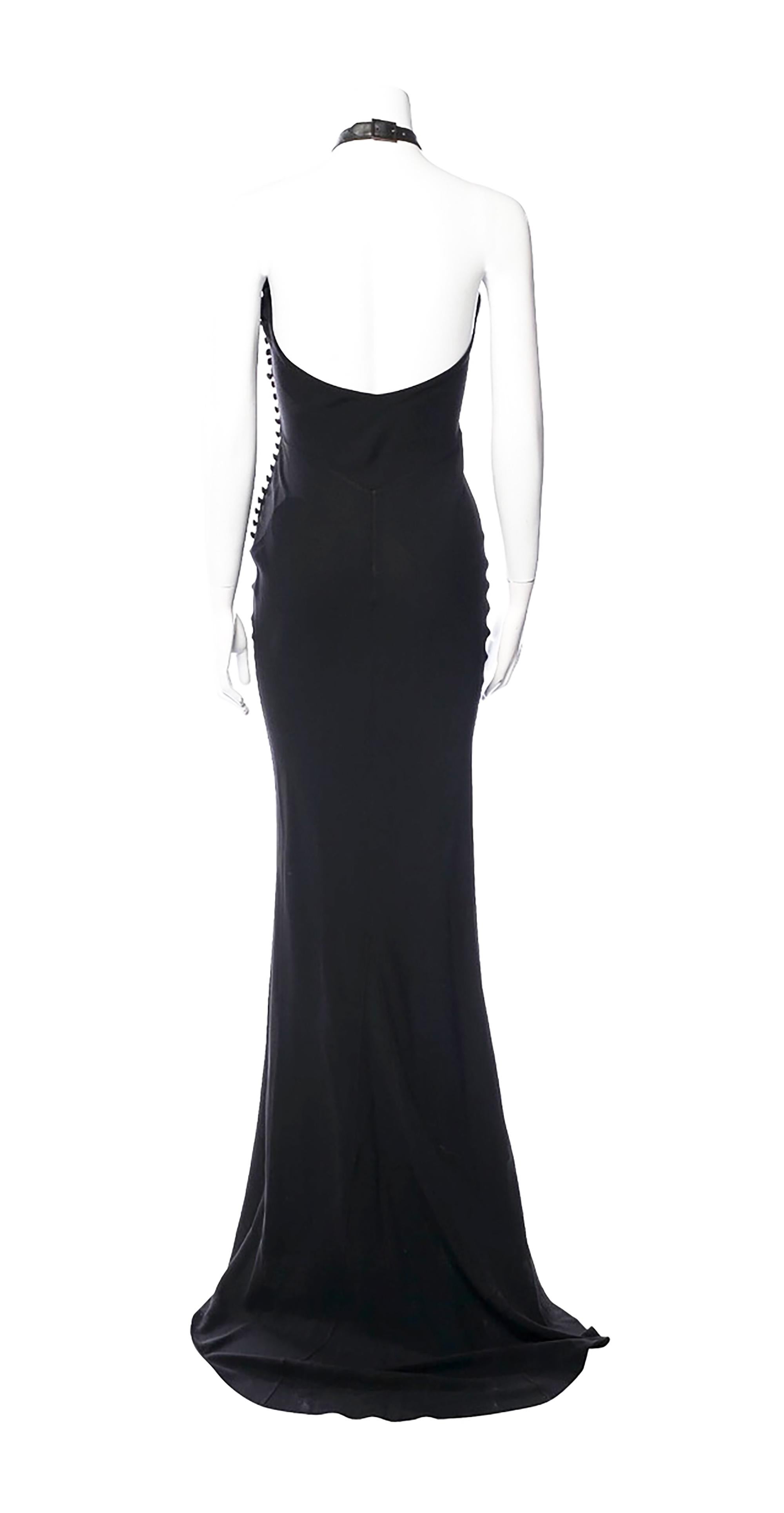 2001 S/S Christian Dior Black Evening Gown 
By John Galliano
Halterneck
Acetate, Viscose, lambskin choker
29