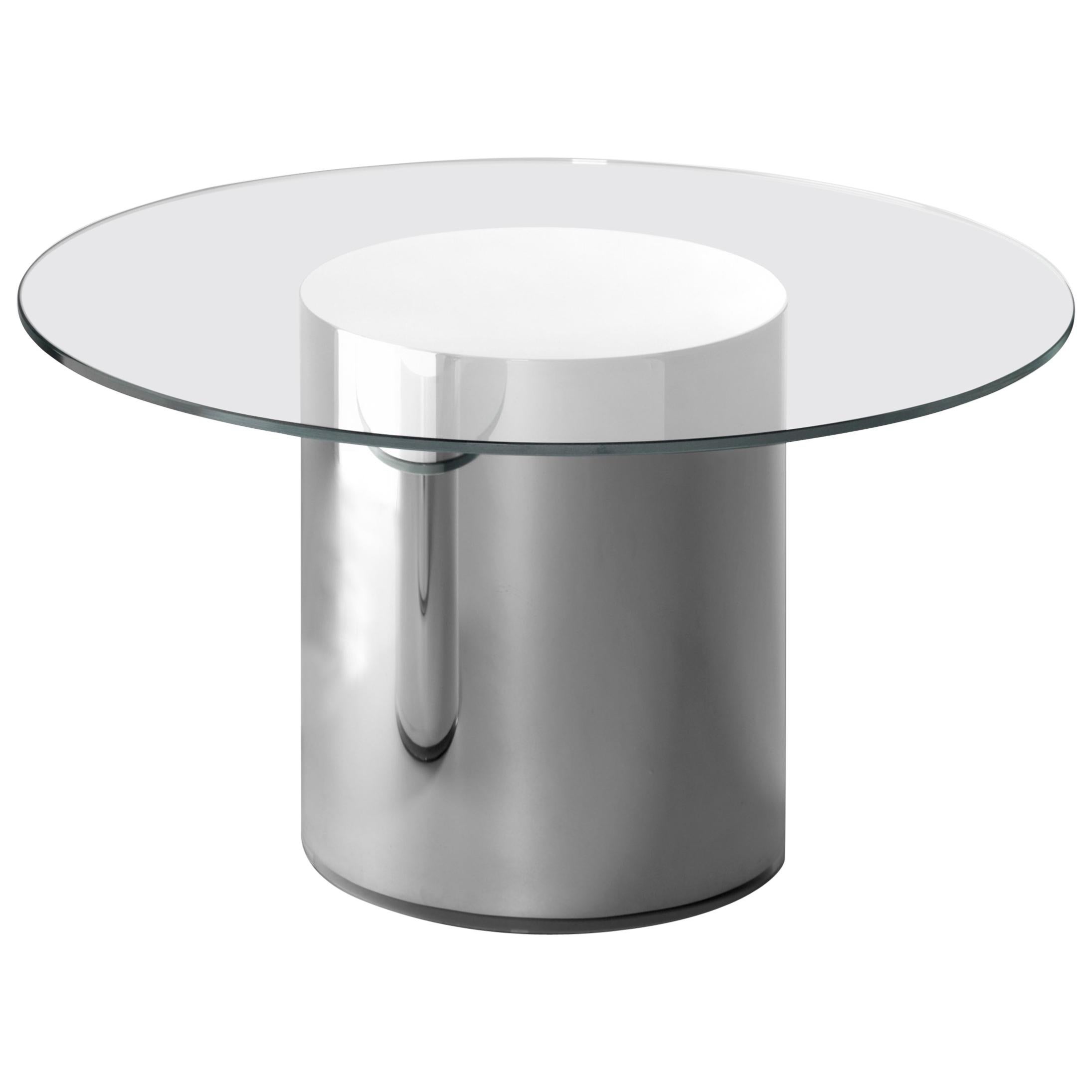 Zeitgenössischer industrieller Beistelltisch "2001 Side Table Nº2" aus Klarglas und Pyrex