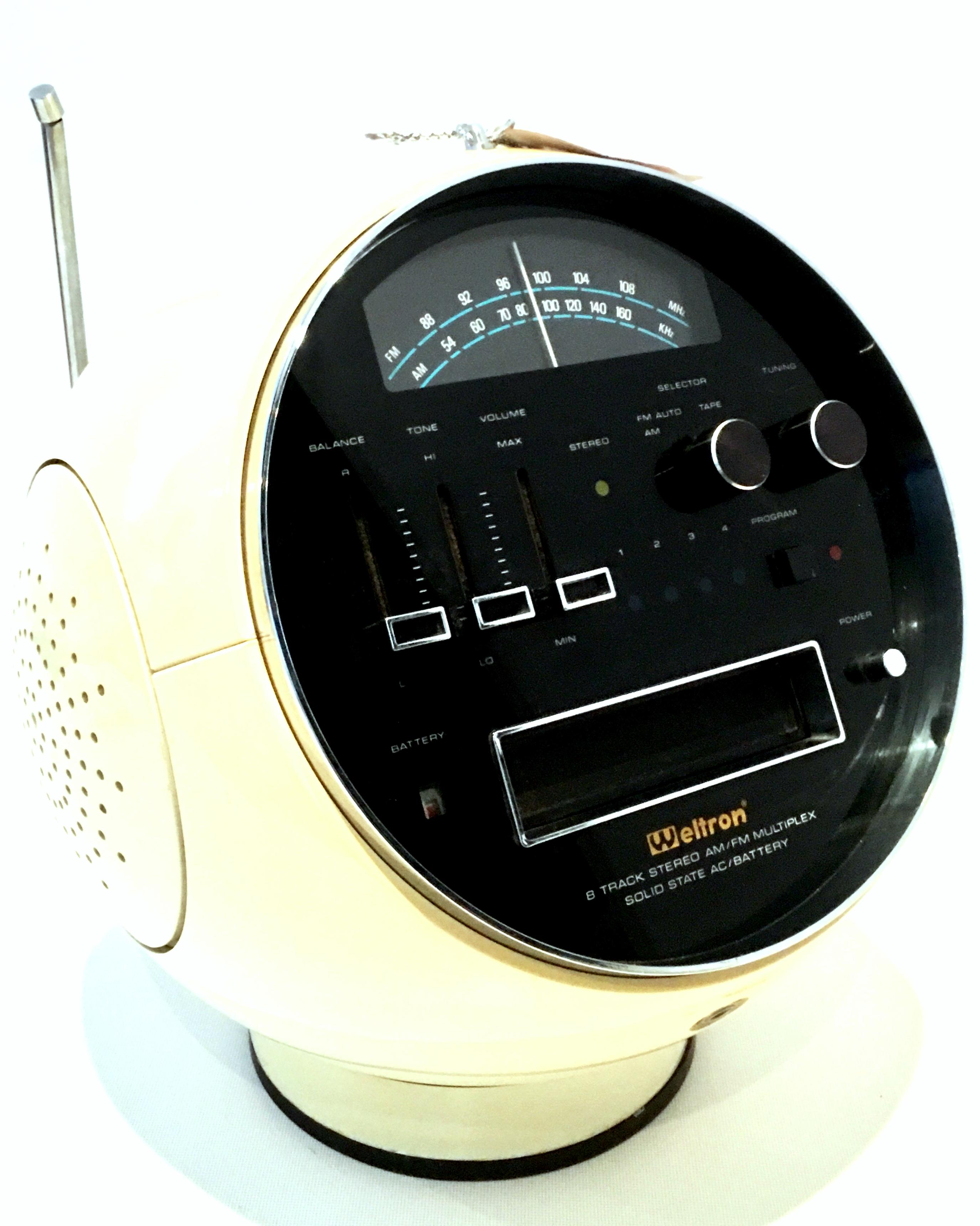 Contemporary 2001 Space Age 360 AM/FM Radio and 8 Track Player by, Weltron For Sale