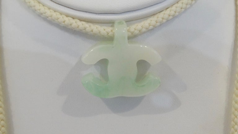2001 Spring Chanel Resin Mint Green CC Rope Necklace