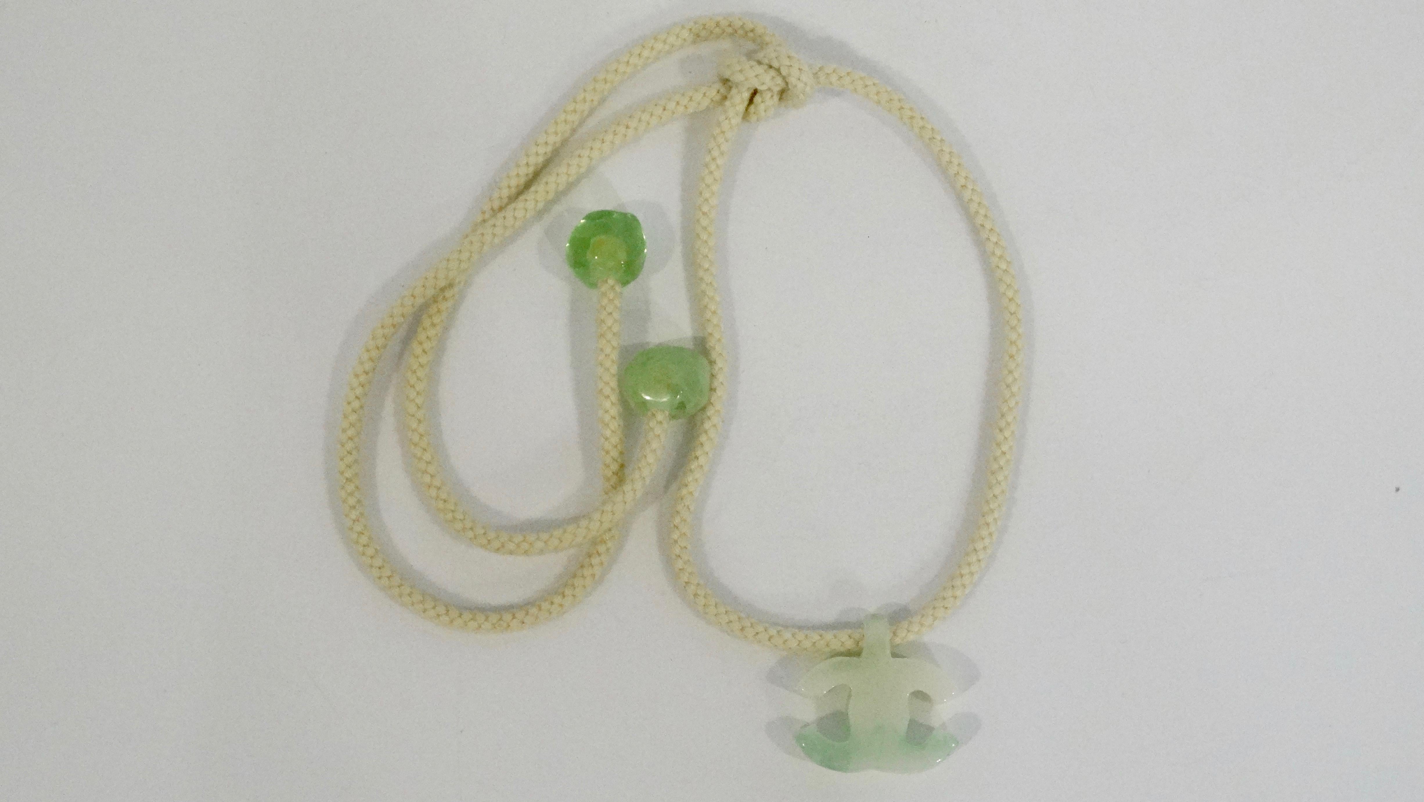 2001 Spring Chanel Resin Mint Green CC Rope Necklace In Good Condition In Scottsdale, AZ