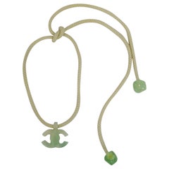 2001 Spring Chanel Resin Mint Green CC Rope Necklace