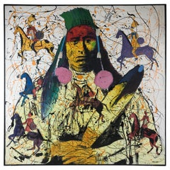 2001 Stan Natchez "Medicine Crow's Vision" Oil On Canvas Painting