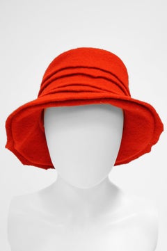 2001 Stephen Jones Rose Red Felt Layered Bucket Hat, England