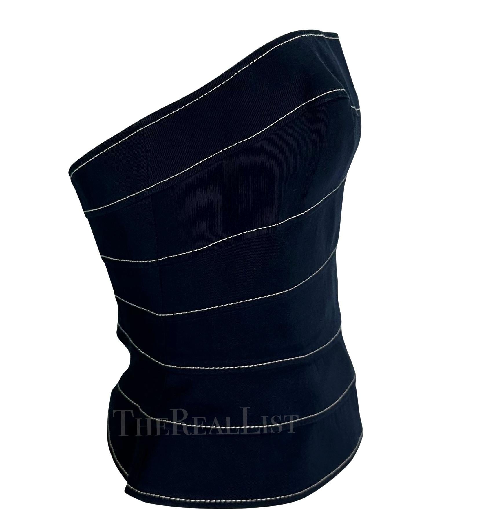 De las mujeres 2000s  Thierry Mugler Couture Top corsé con corpiño de paneles estructurados azul marino en venta