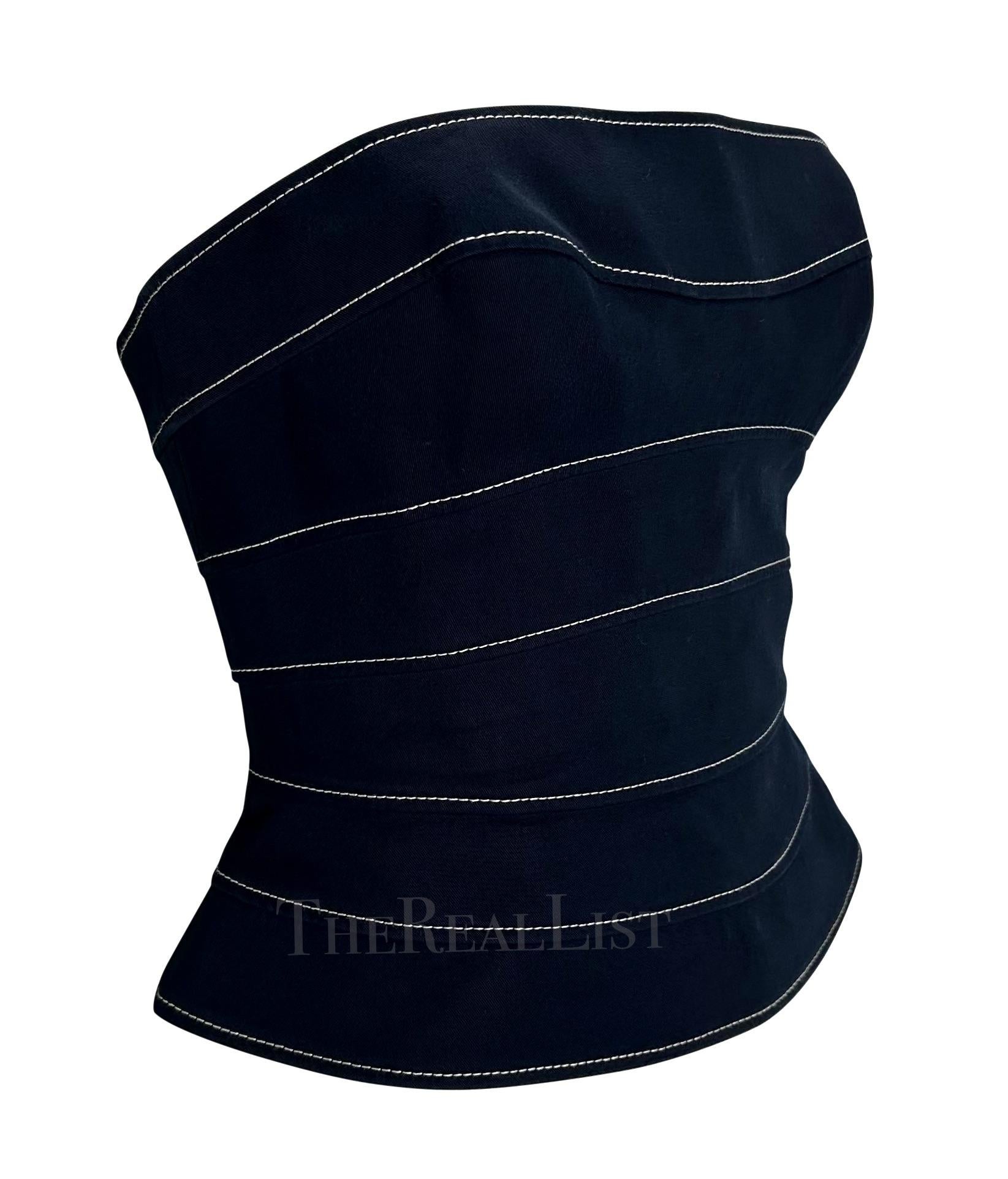 2000s  Thierry Mugler Couture Top corsé con corpiño de paneles estructurados azul marino en venta 1