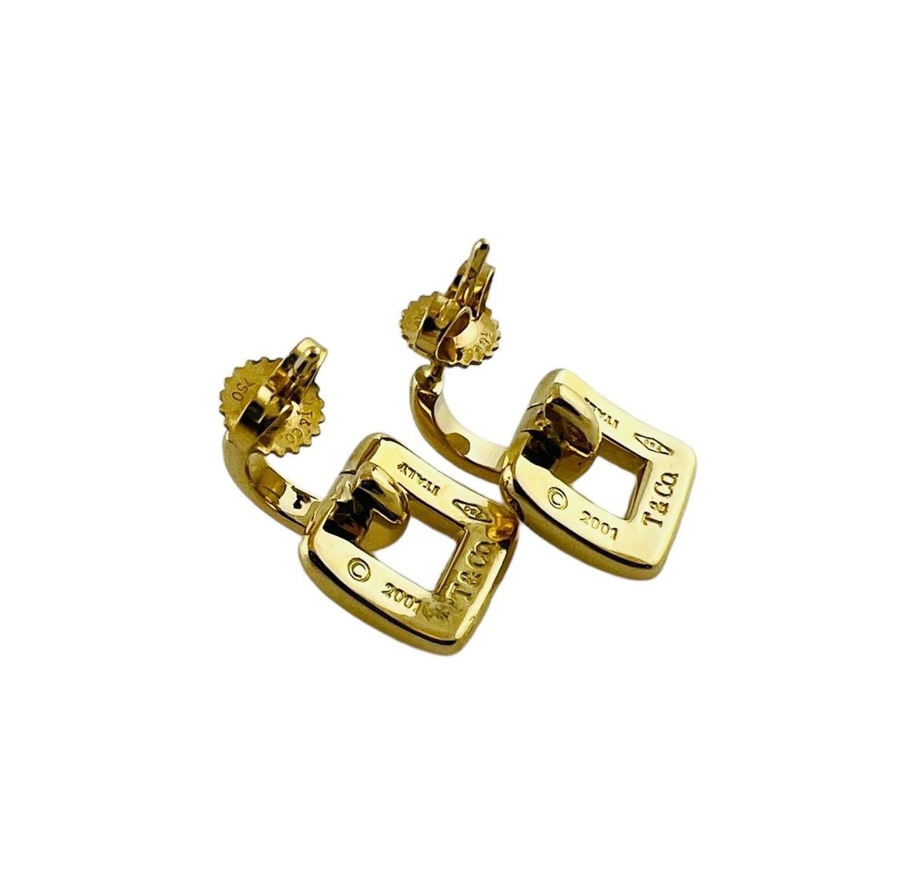 2001 Tiffany & Co. 18K Yellow Gold Door Knocker Square Buckle Earrings #16678 In Excellent Condition For Sale In Washington Depot, CT