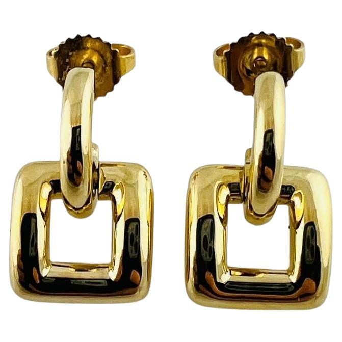 2001 Tiffany & Co. 18K Yellow Gold Door Knocker Square Buckle Earrings #16678 For Sale