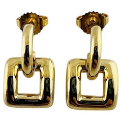 Vintage 2001 Tiffany & Co. 18K Yellow Gold Door Knocker Square Buckle Earrings #16678