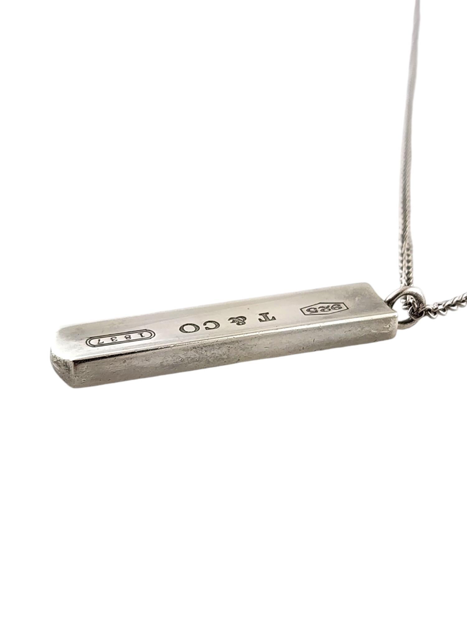 2001 Tiffany & Co Sterling Silver 1837 Bar Pendant Necklace #18944 In Good Condition In Washington Depot, CT
