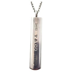 2001 Tiffany & Co Sterling Silver 1837 Bar Pendant Necklace #18944