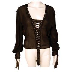2001 TOM FORD for YVES SAINT LAURENT Rock n' Roll Lace Up Ensemble Sz US 8
