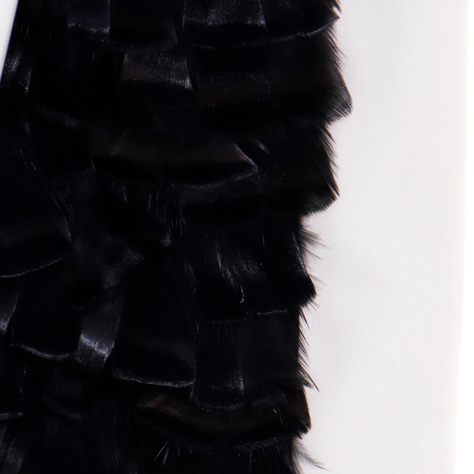 2001 Tom Ford for Yves Saint Laurent Strapless White Dress w Black Feather Train 5