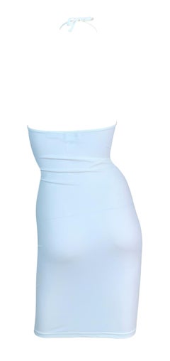 2001 Versace White Nylon Bodycon Gold Medusa Dress