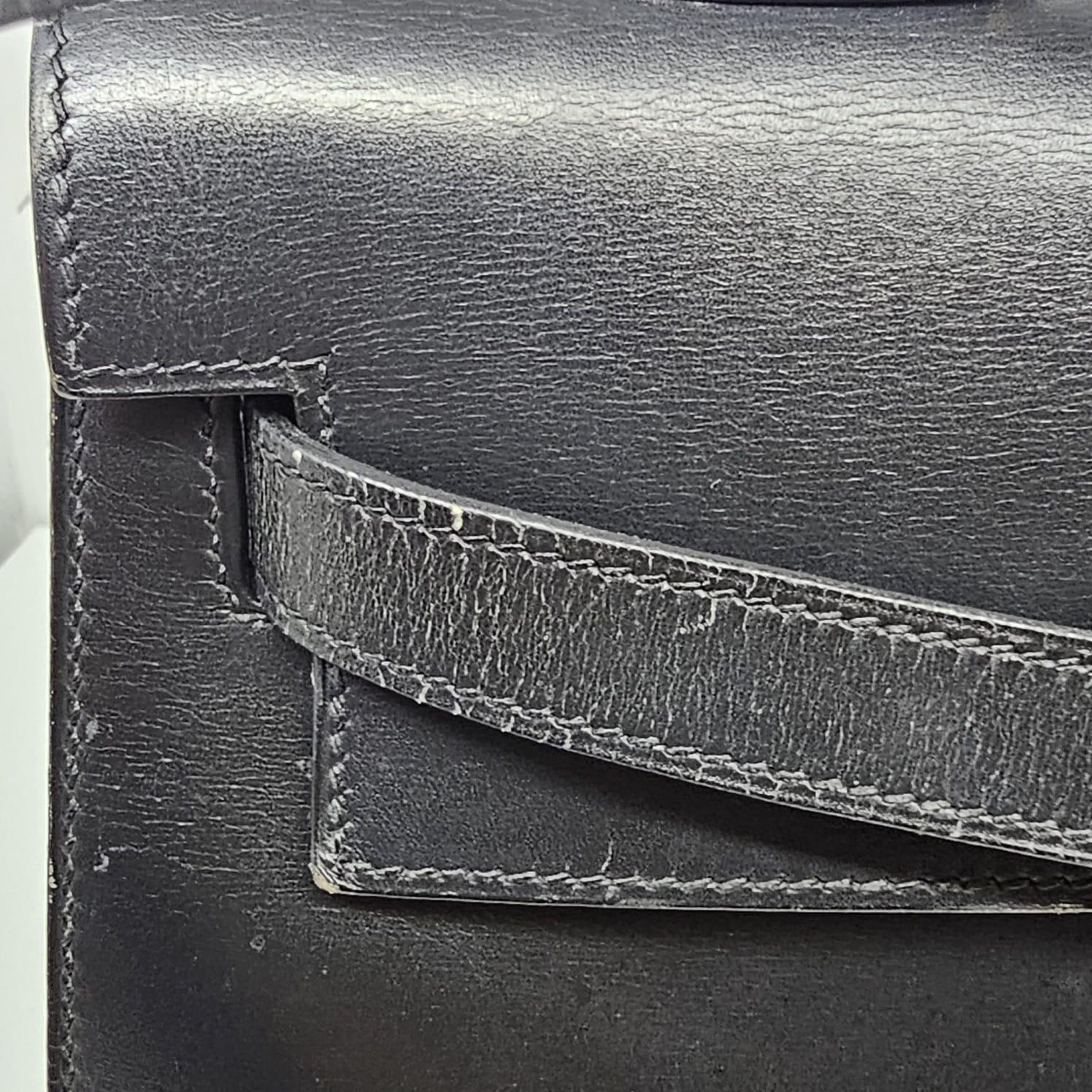 2001 Vintage Hermes Black Box Leather Kelly 35 Bag 10