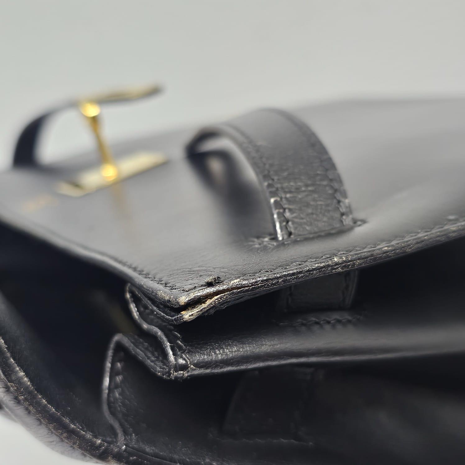 2001 Vintage Hermes Black Box Leather Kelly 35 Bag 16
