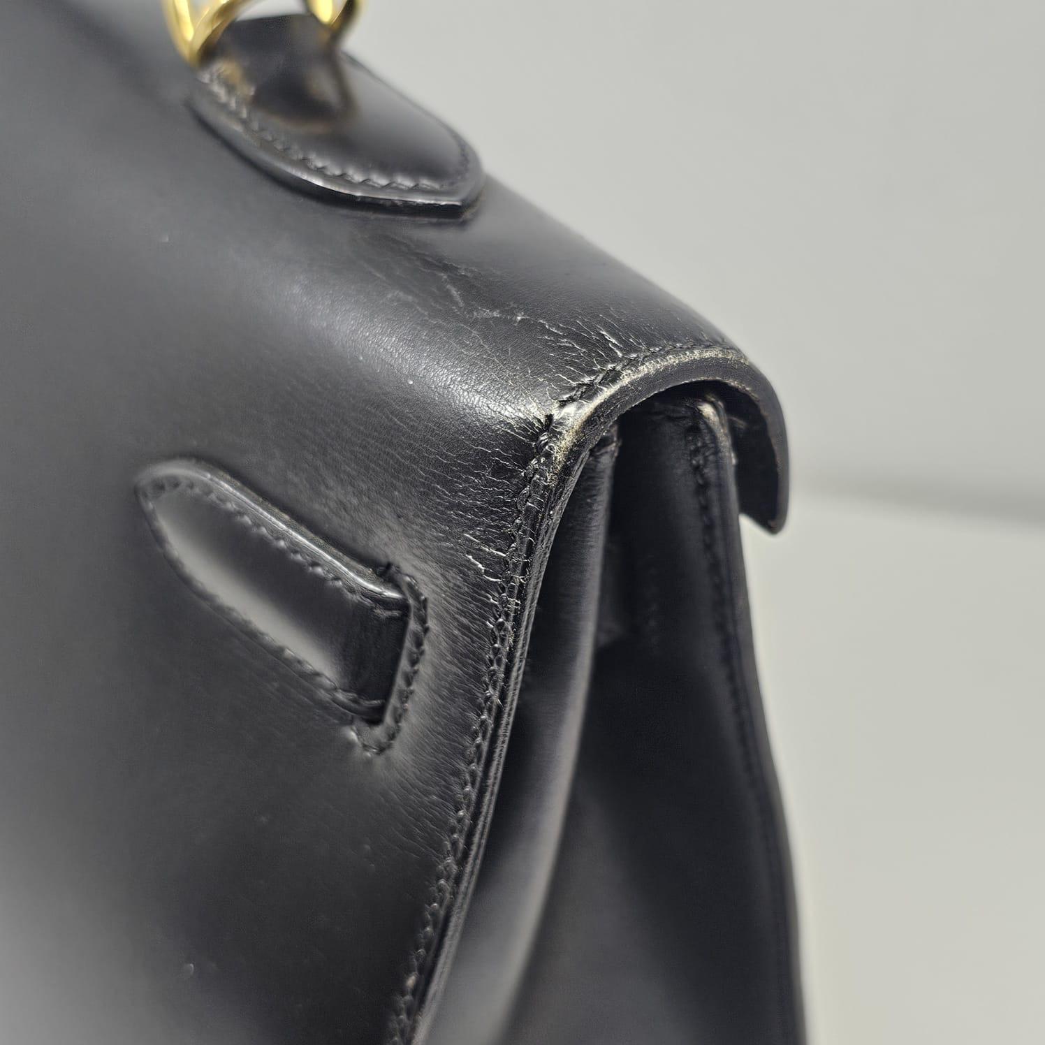 2001 Vintage Hermes Black Box Leather Kelly 35 Bag 2