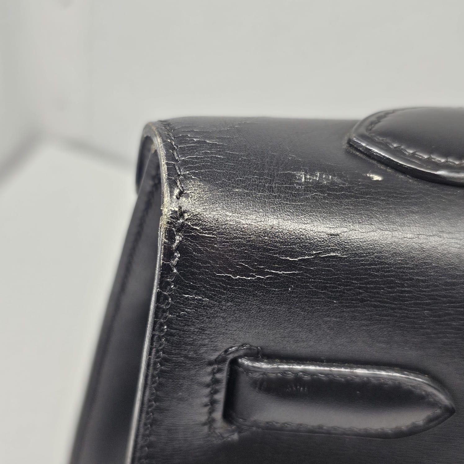 2001 Vintage Hermes Black Box Leather Kelly 35 Bag 3