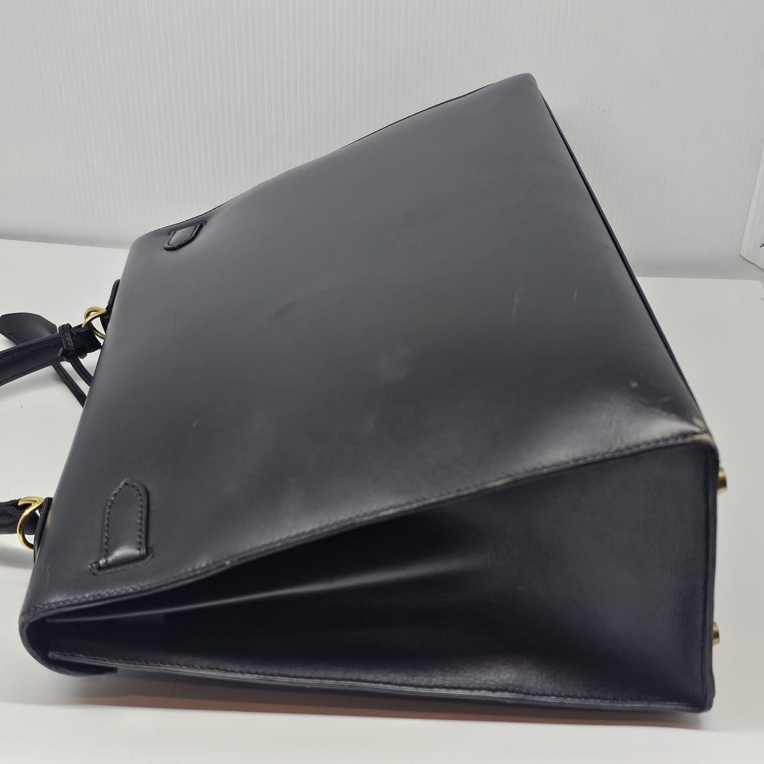 2001 Vintage Hermes Black Box Leather Kelly 35 Bag 5