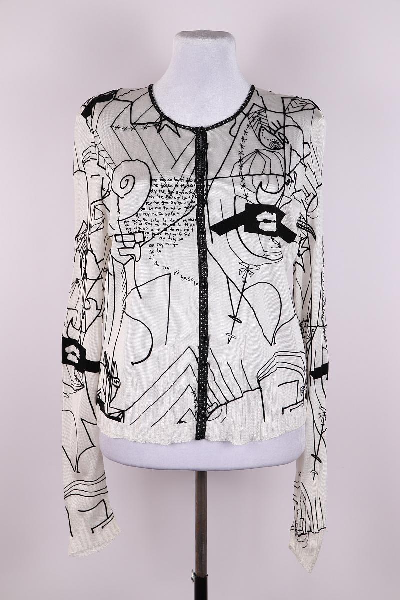2001 Vintage John Galliano Paris Abstract Pattern Buttons Cardigan For Sale 5