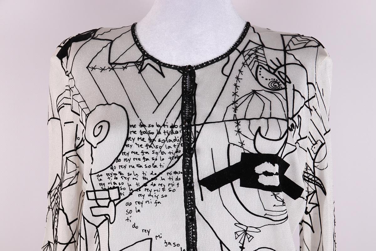 2001 Vintage John Galliano Paris Abstract Pattern Buttons Cardigan For Sale 3