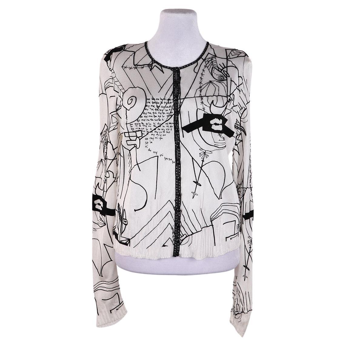 2001 Vintage John Galliano Paris Abstract Pattern Buttons Cardigan For Sale