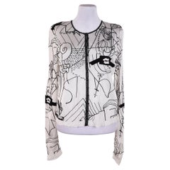 2001 Vintage John Galliano Paris Abstract Pattern Buttons Cardigan