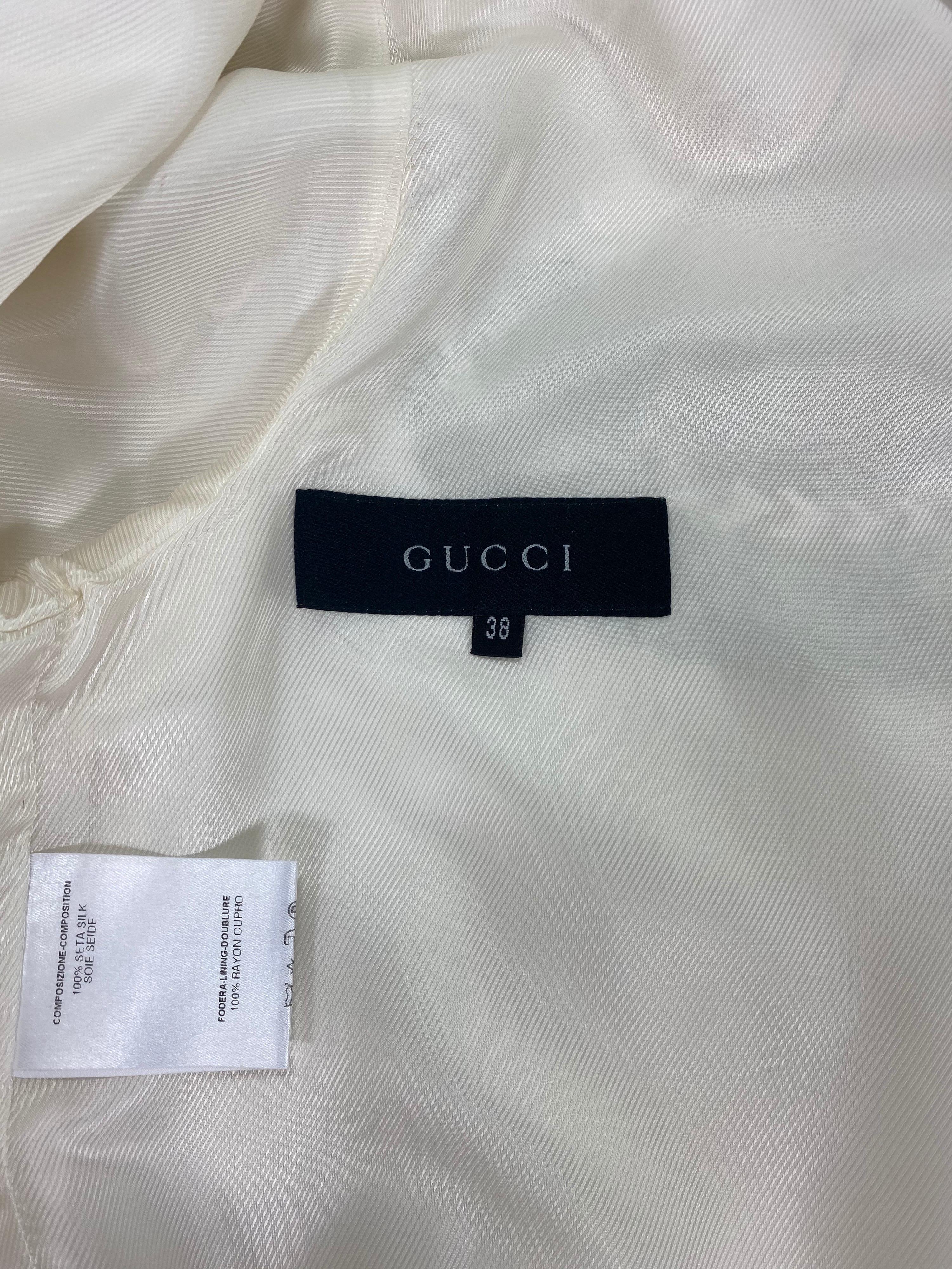 2001 Vintage Tom Ford for Gucci White Silk Bomber Jacket with Dragon Embroidery  In Excellent Condition In Montgomery, TX