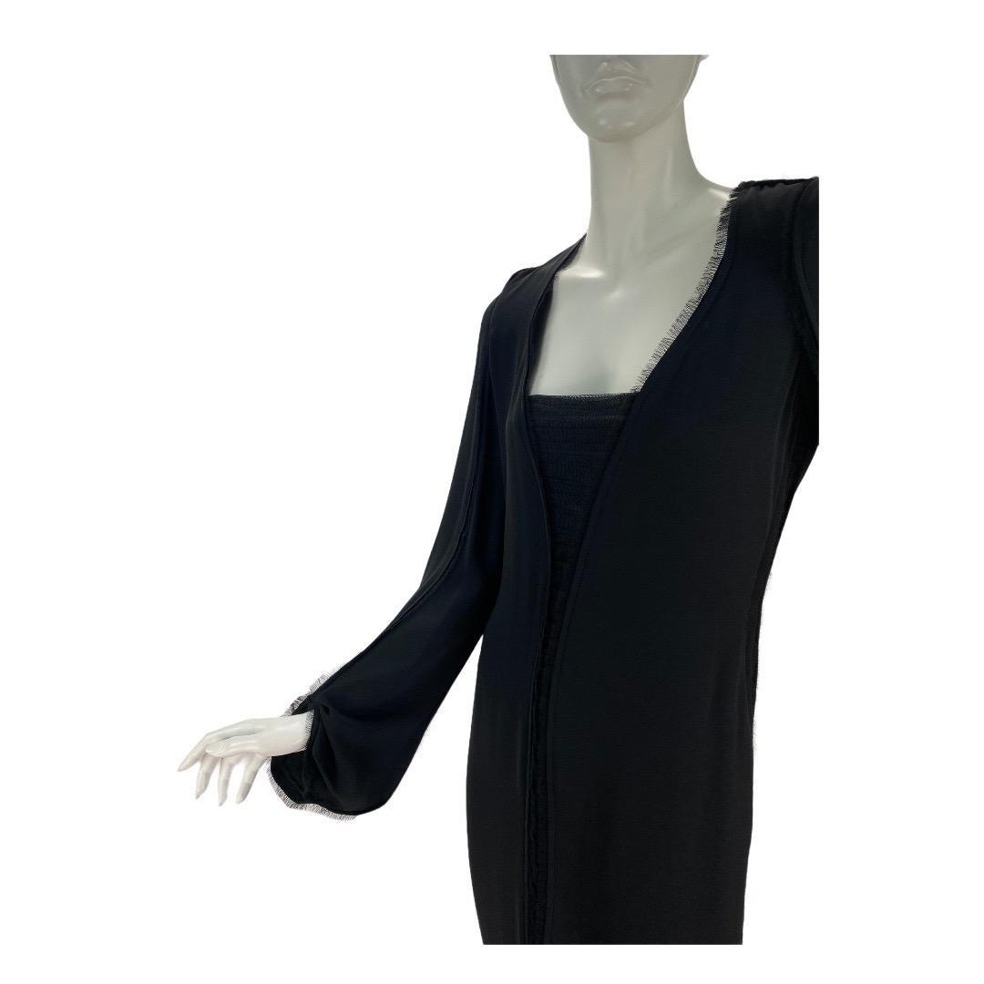 2001 Vintage Tom Ford for Yves Saint Laurent 
Black Silk Dress
FR Size 38 - US 6
100% Silk is finished with delicate ruched tulle and eyelash detail
Immaculate Condition
New, with tags

All you need is a pair of statement shoes, clutch or necklace.