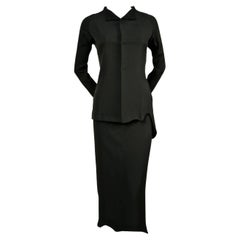 2001 Yohji Yamamoto giacca e gonna asimmetrica in seta RUNWAY