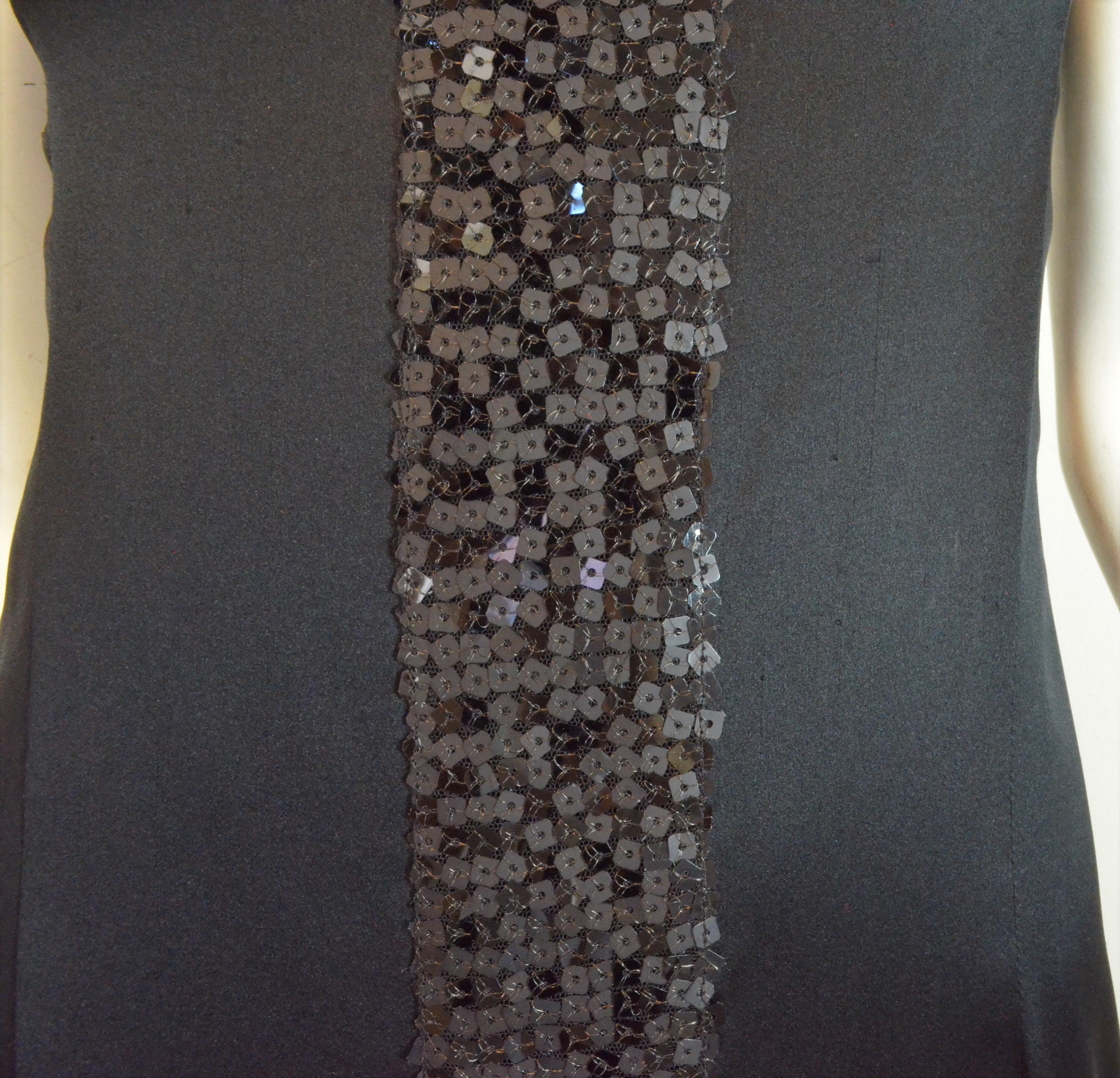 Black 2002 A Chanel Satin Sequin-Embellished Slip Dress