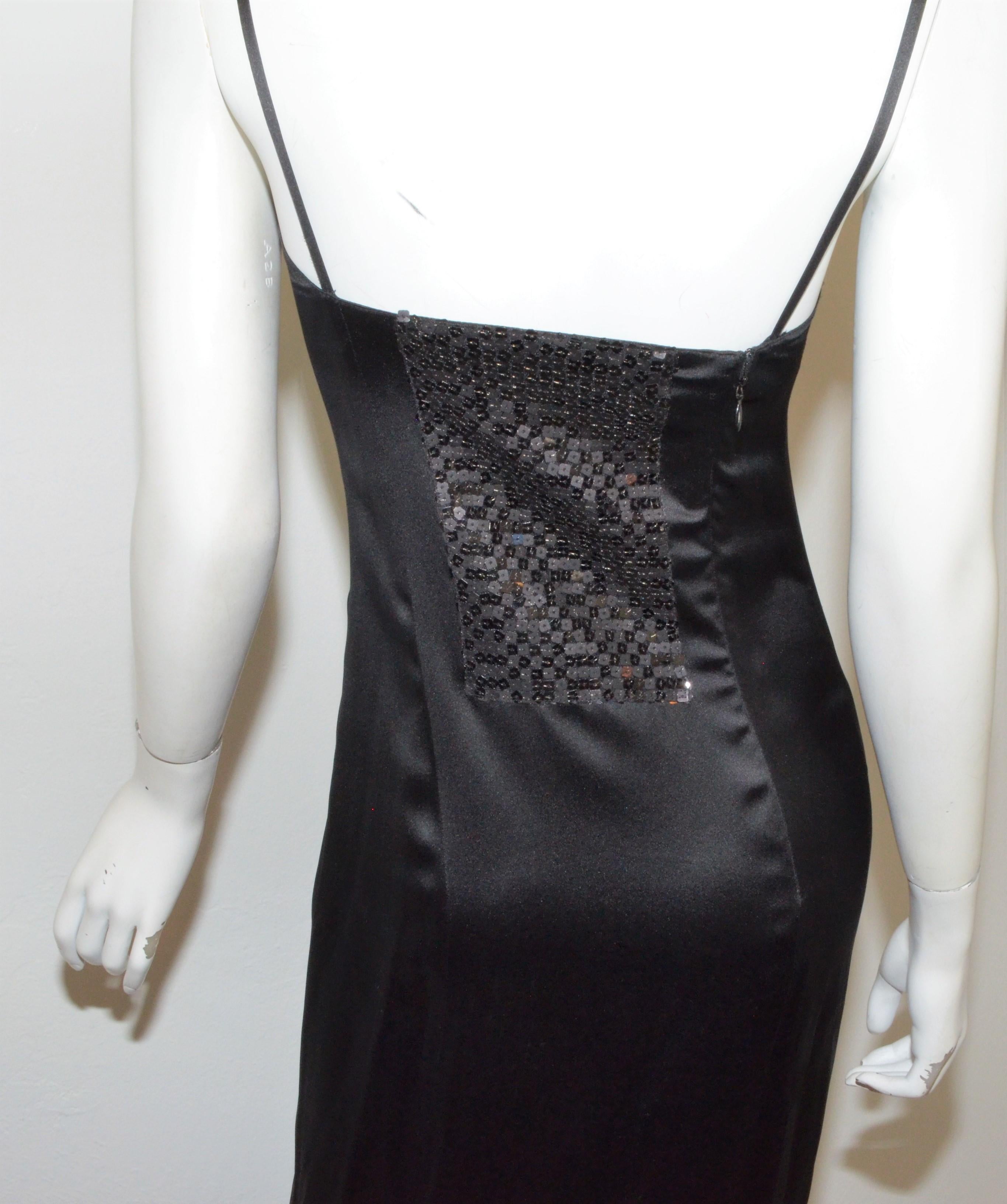 2002 A Chanel Satin Sequin-Embellished Slip Dress 1