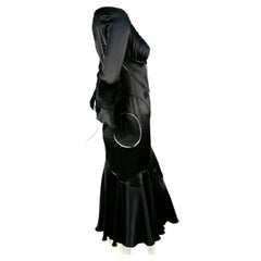 2002 ALEXANDER MCQUEEN black silk charmeuse RUNWAY dress