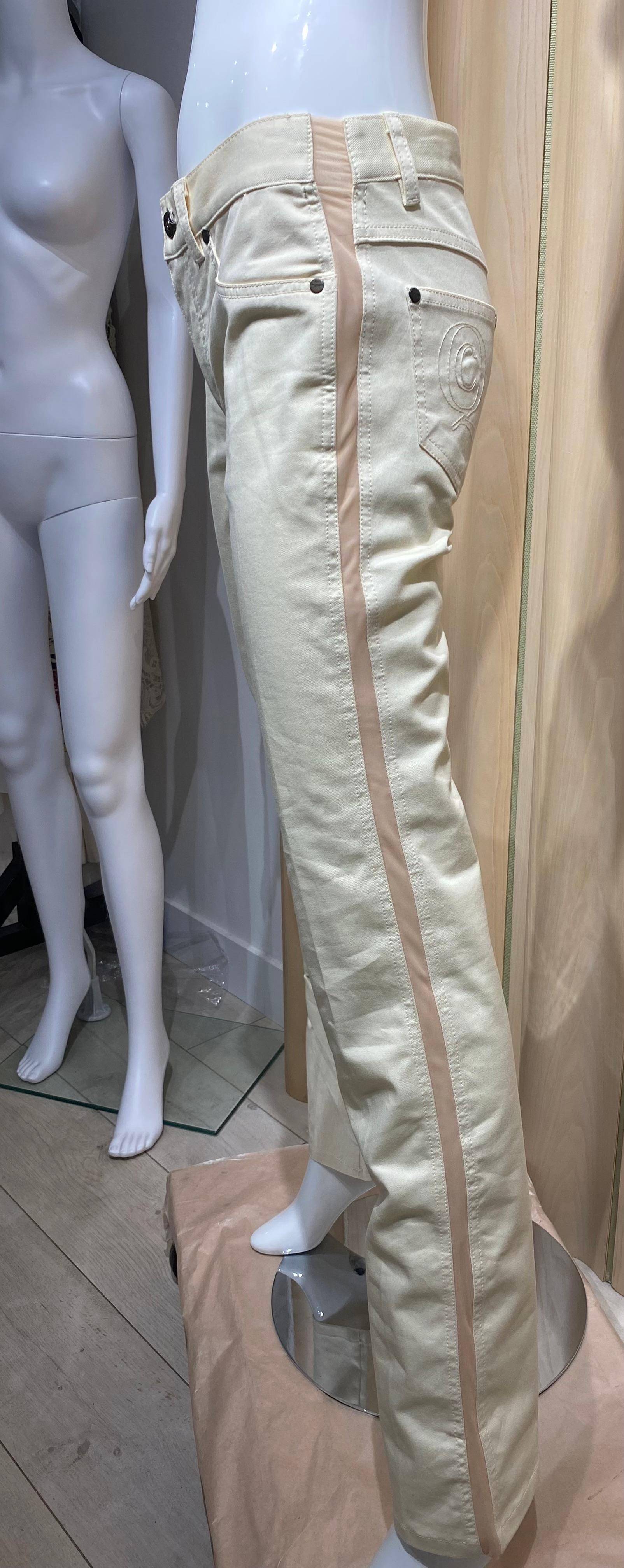 2002 Alexander McQueen - Top et pantalon ajustés à manches longues - Crème en vente 1