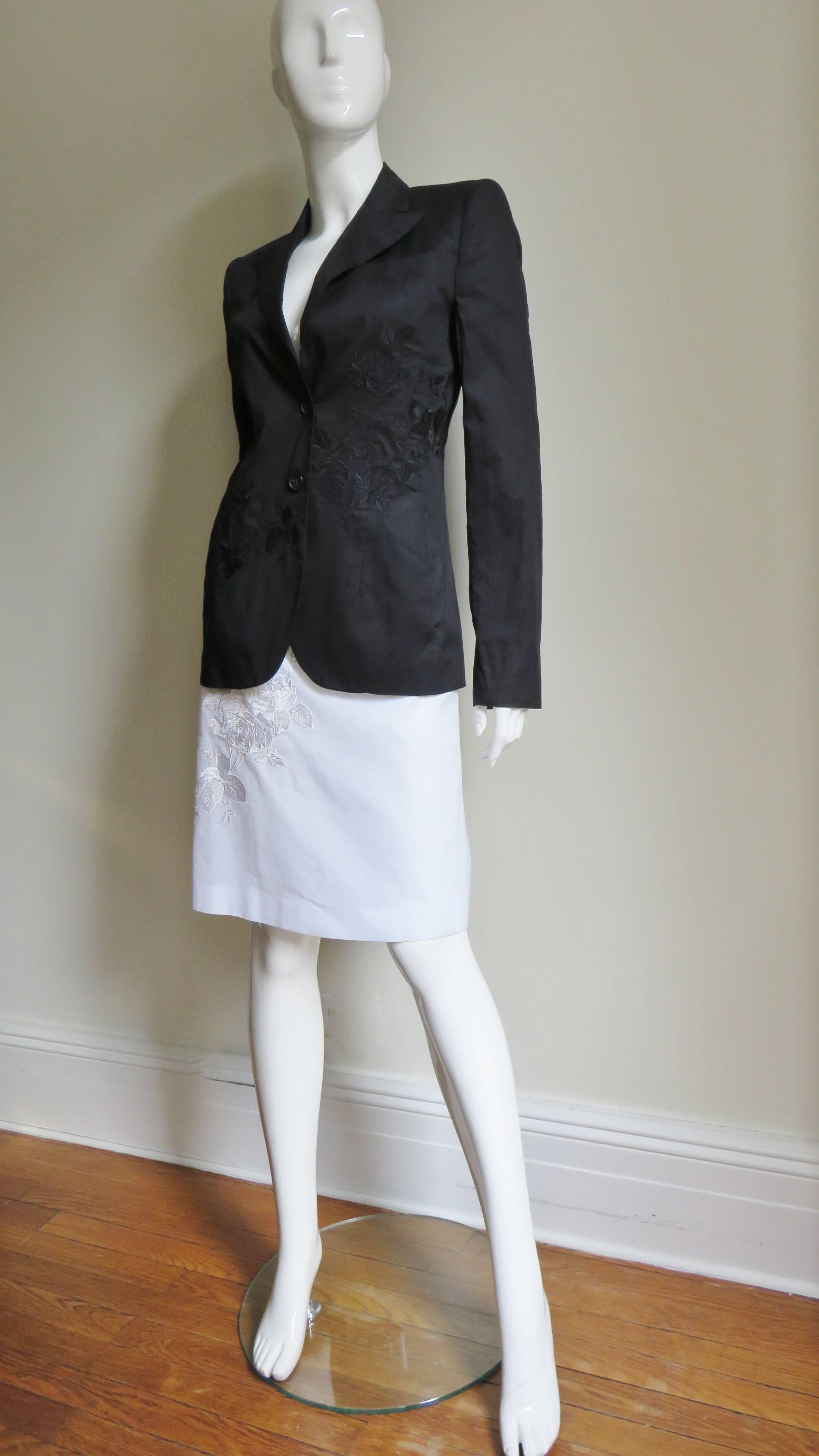 Alexander McQueen New S/S 2002 Three Piece Skirt Suit with Intricate Embroidery For Sale 1