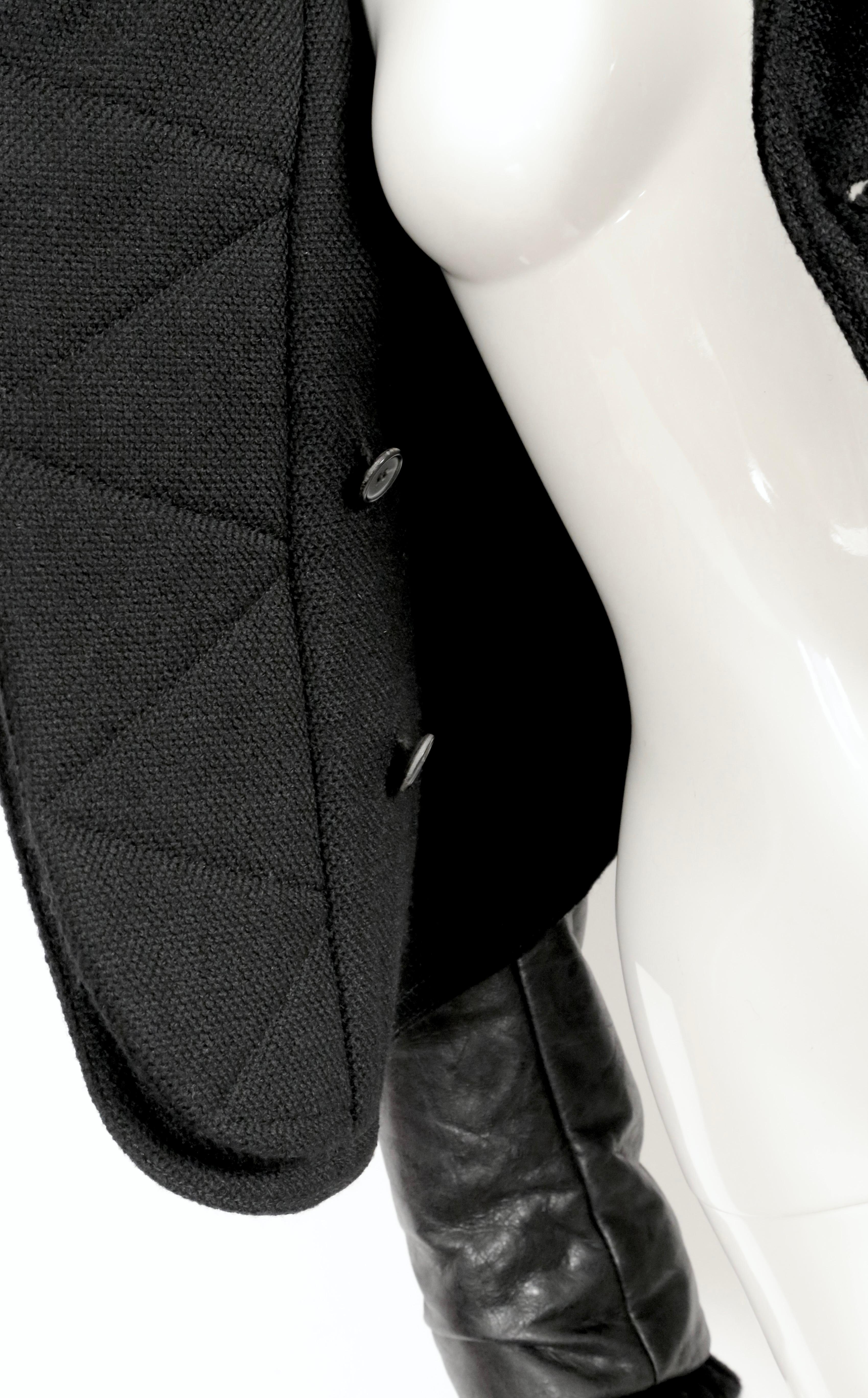 2002 Balenciaga by Nicolas Ghesquiere cappotto nero con maniche in pelle di capra in vendita 5