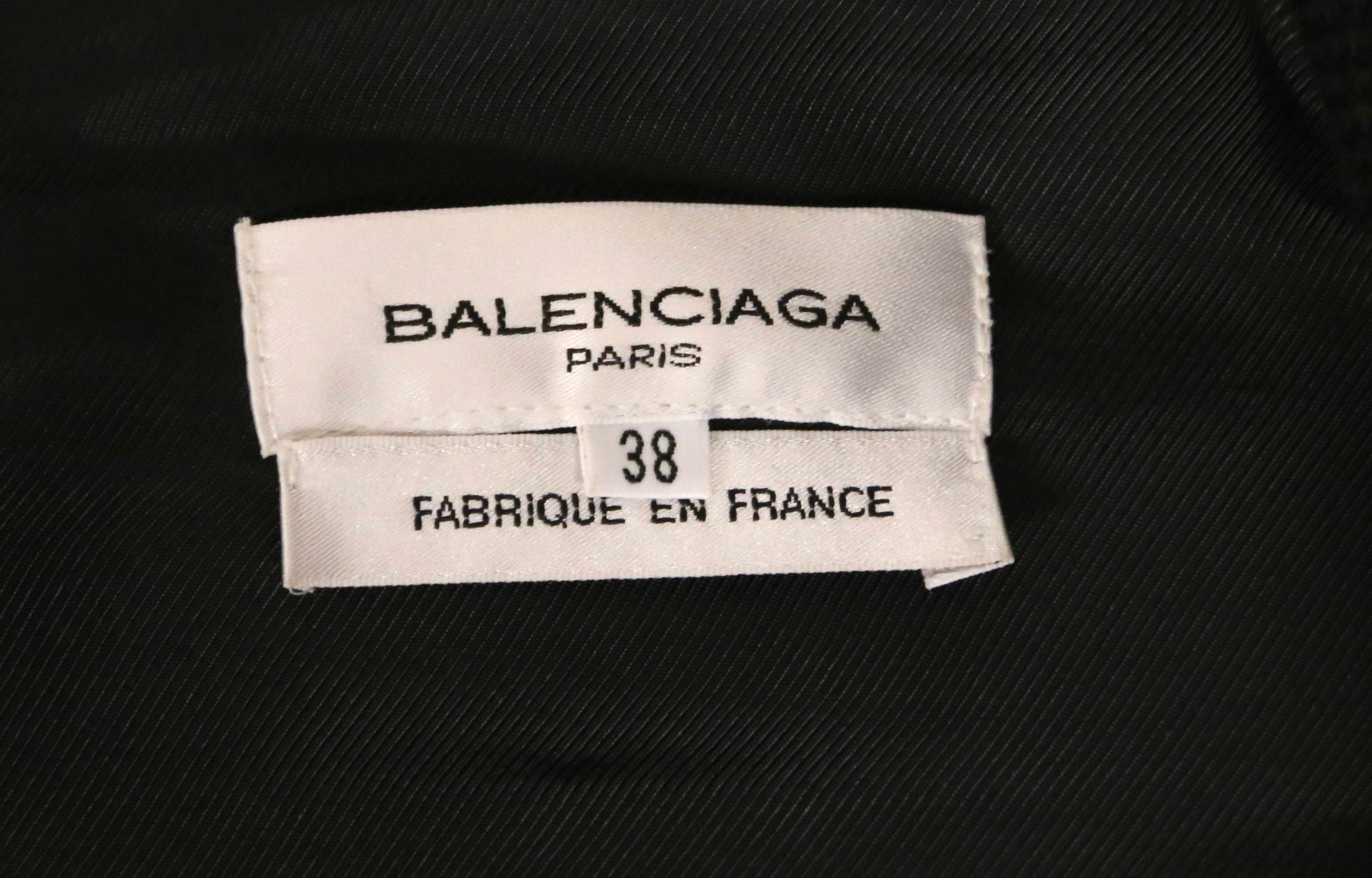 2002 Balenciaga by Nicolas Ghesquiere cappotto nero con maniche in pelle di capra in vendita 6